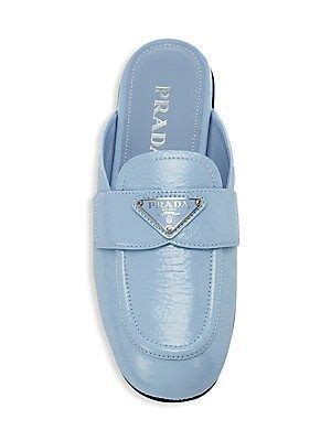 prada suede heeled mules|Prada naplak leather mules.